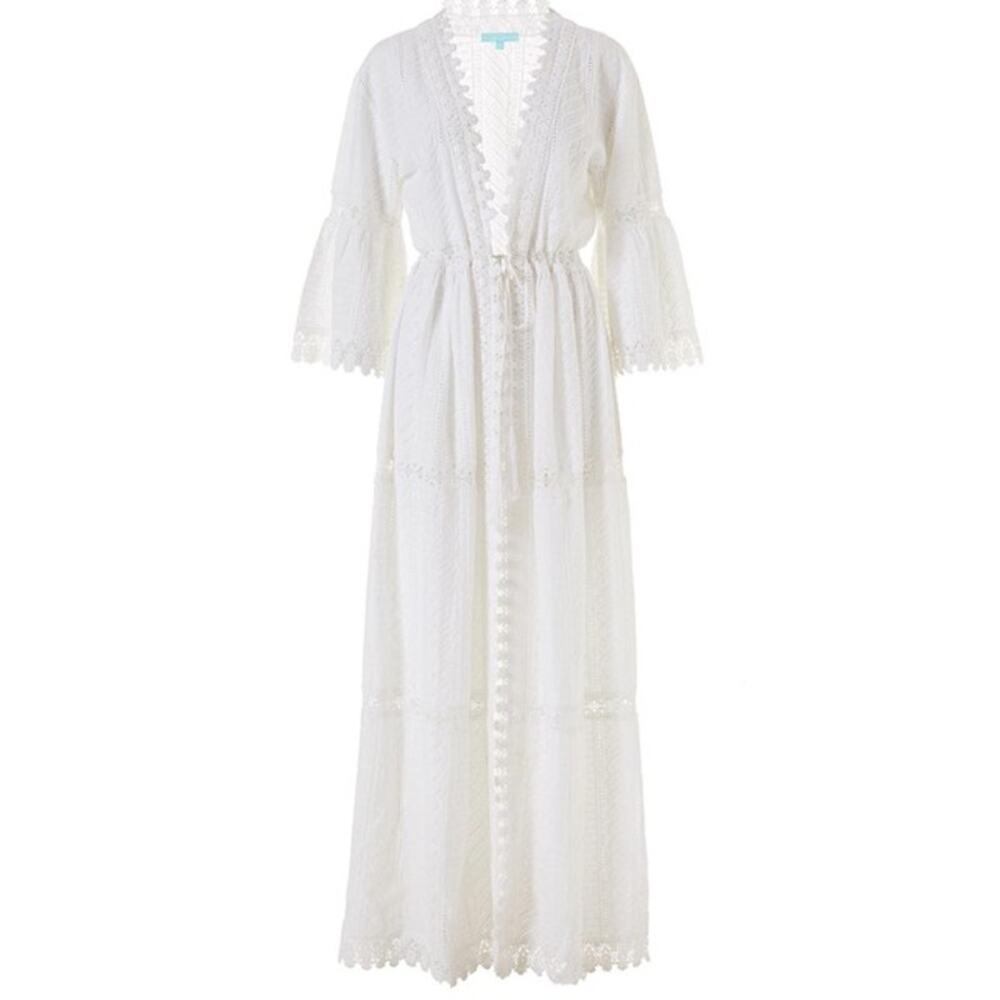 MELISSA ODABASH ROBBI WHITE LONG KAFTAN - Picture 5 of 5